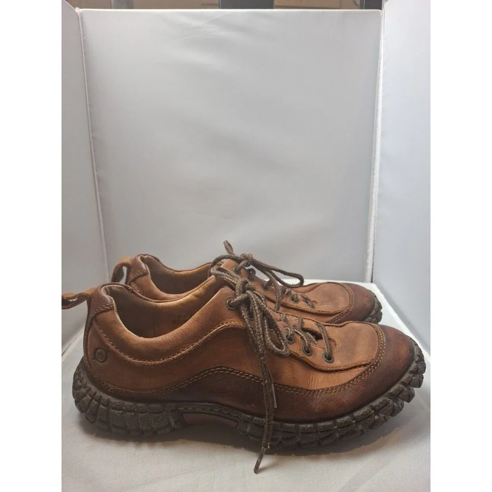 BORN Men's Brown Leather Casual Comfort Oxfords Lace Up Shoes Size 8